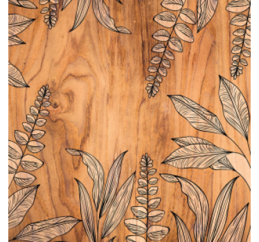Portavasos madera natural con contorno floral - TenVinilo