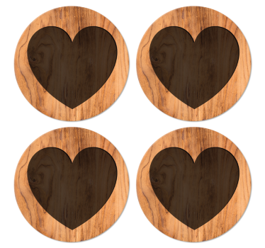 Posavasos imitación Corazón con textura de madera - TenVinilo
