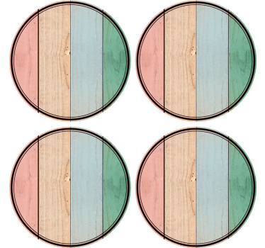 Portavasos tablas de madera coloridas - TenVinilo