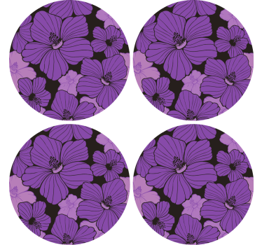 Portavasos patrón floral púrpura vibrante - TenVinilo
