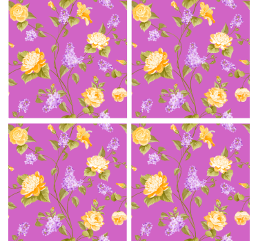 Portavasos estampado floral con rosas amarillas - TenVinilo