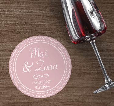 Portavasos boda diseño circular rosa elegante - TenVinilo