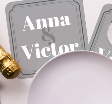 Portavasos boda iniciales personalizadas pareja - TenVinilo