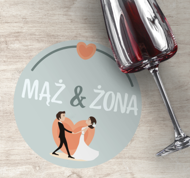 Portavasos boda pareja novia novio corazón - TenVinilo