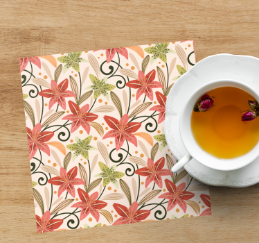 Portavasos con acentos de patrón floral - TenVinilo