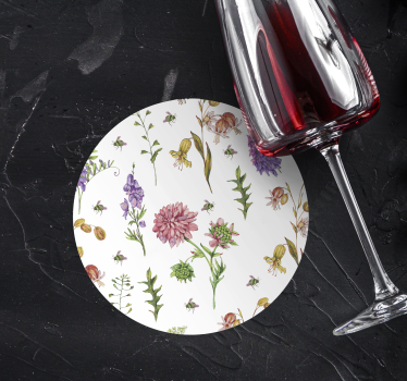 Portavasos con detalles de patrón floral - TenVinilo
