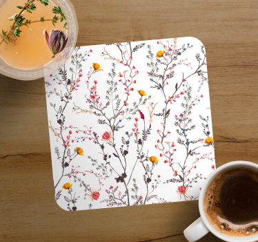 Portavasos diseño de ramas florales - TenVinilo