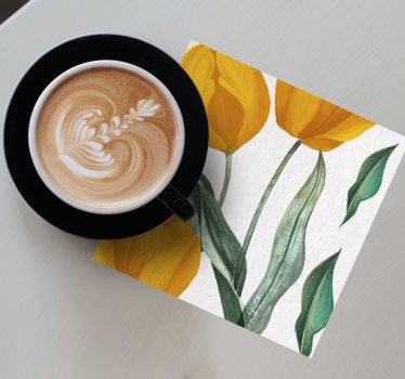 Portavasos elementos con patrón de tulipanes amarillos - TenVinilo