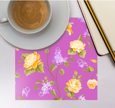 Portavasos estampado floral con rosas amarillas - TenVinilo