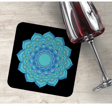 Portavasos floral azul intrincado - TenVinilo