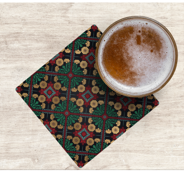 Portavasos hoja decorativa con patrón floral - TenVinilo