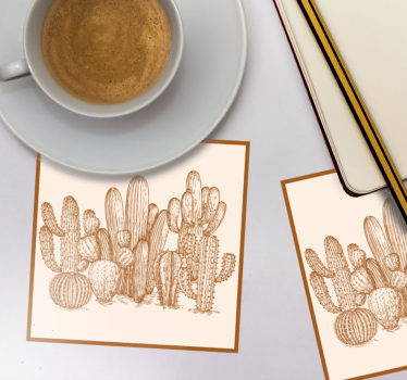 Portavasos ilustración de variedades de cactus - TenVinilo