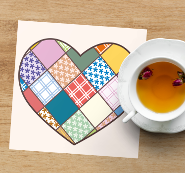 Portavasos patrón de corazones de patchwork - TenVinilo