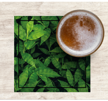Portavasos patrón de hojas verdes lujosas - TenVinilo