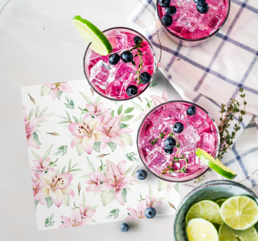 Portavasos patrón floral con lirios - TenVinilo