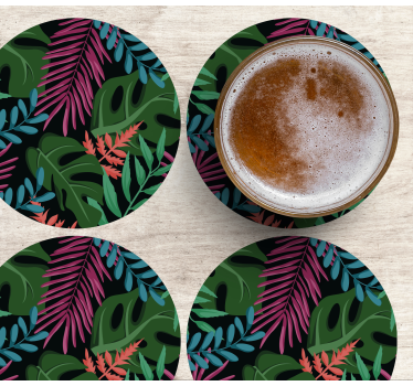 Portavasos patrones de hojas tropicales - TenVinilo
