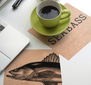 Portavasos personalizable arte de ilustración de seabass - TenVinilo