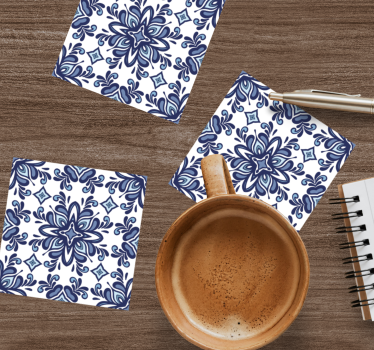 Posavasos de azulejos Estilo marroquí azul - TenVinilo