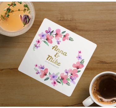 Posavasos de boda Corona de flores - TenVinilo