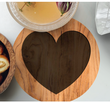 Posavasos imitación Corazón con textura de madera - TenVinilo