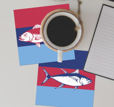 Posavasos tricolor original peces dibujados - TenVinilo