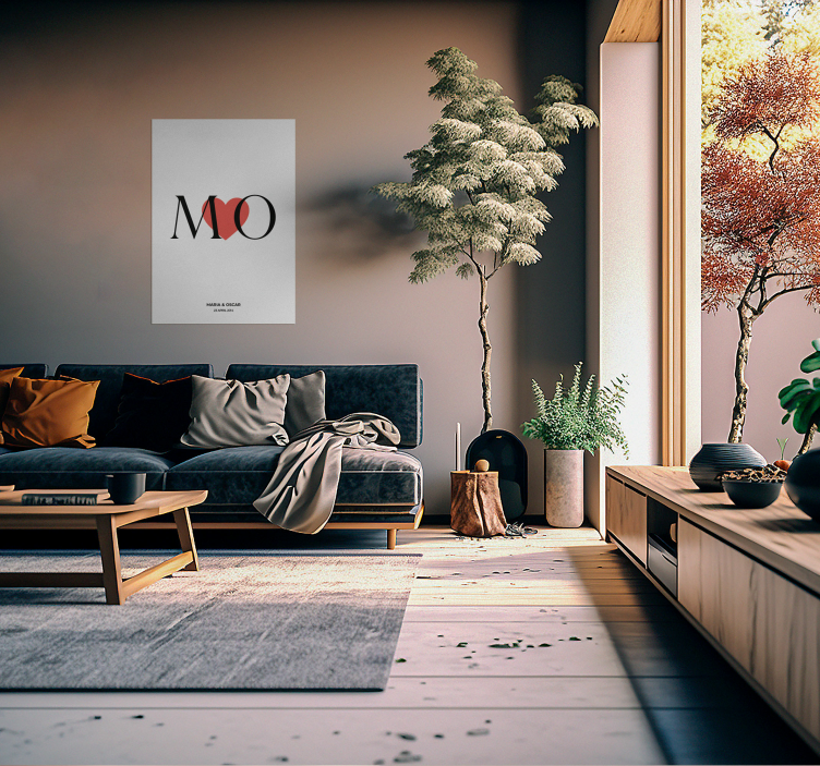 Iniciales amor personalizado cartel personalizable - TenVinilo