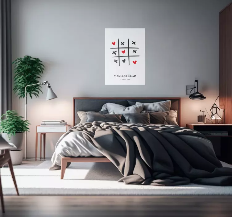 Cartel personalizable del amor del tres en raya - TenVinilo
