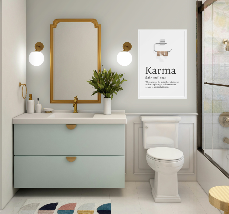 Cartel de baño de definición de karma - TenVinilo