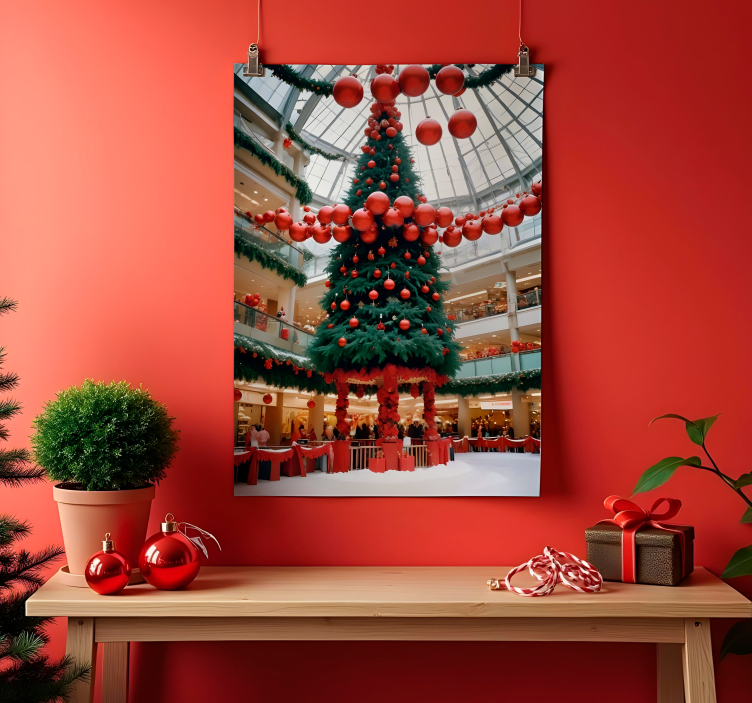 Poster navidad árbol en el centro comercial - TenVinilo