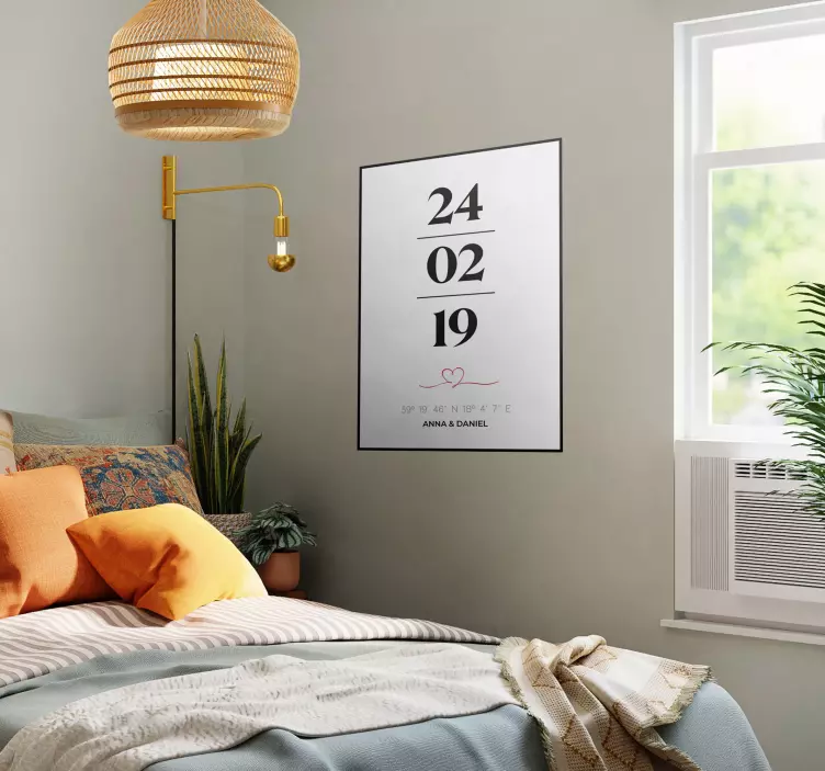 Poster personalizable las coordenadas del amor - TenVinilo