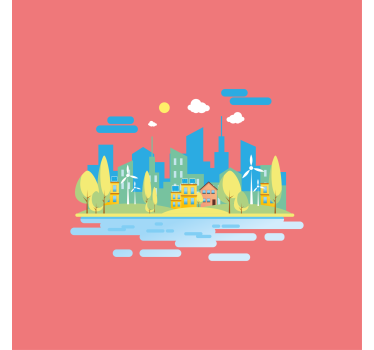 Poster ciudades paisaje urbano moderno - TenVinilo