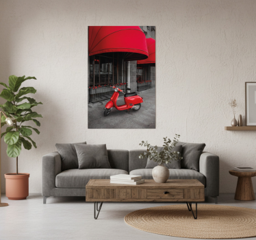 Poster ciudades scooter italiano rojo aparcado - TenVinilo