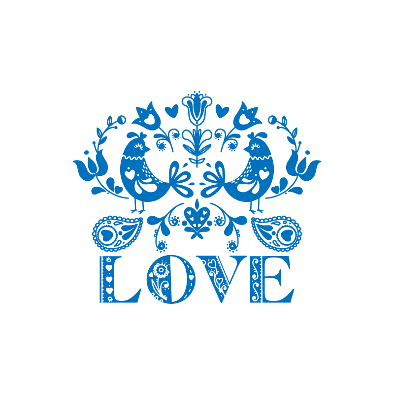 Poster cocina signo de amor con flores polacas - TenVinilo