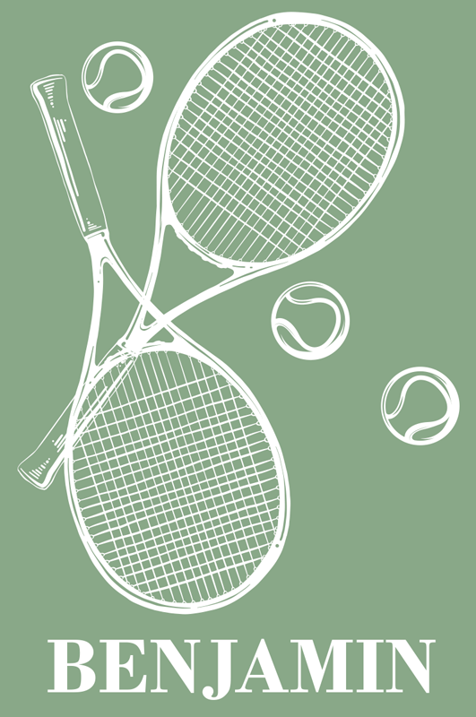 Poster habitación juvenil tenis personalizado - TenVinilo