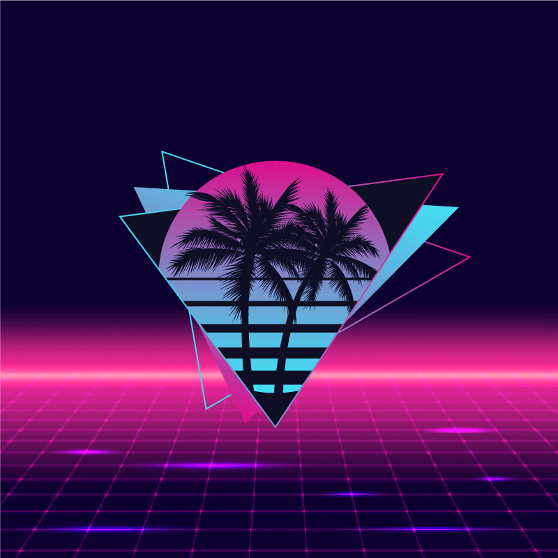 Poster salón palmera estilo vaporwave - TenVinilo