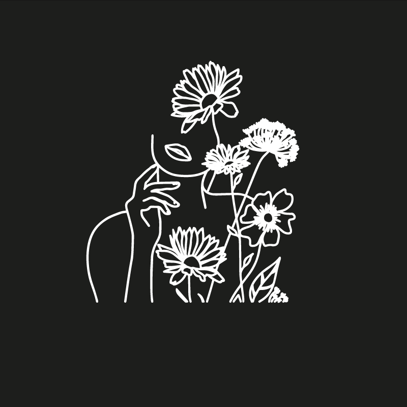 Poster salón diseño minimalista mujer y girasoles - TenVinilo