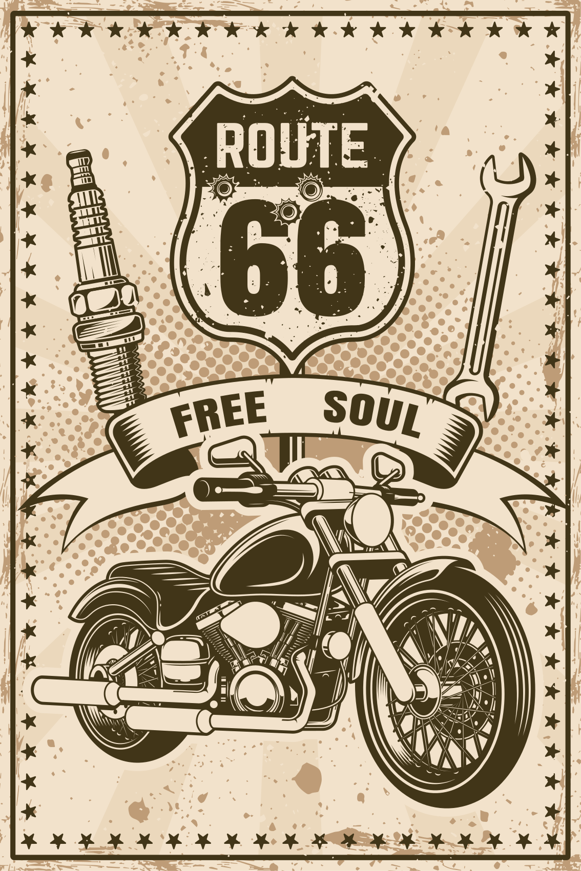 Poster salón moto de la ruta 66 - TenVinilo