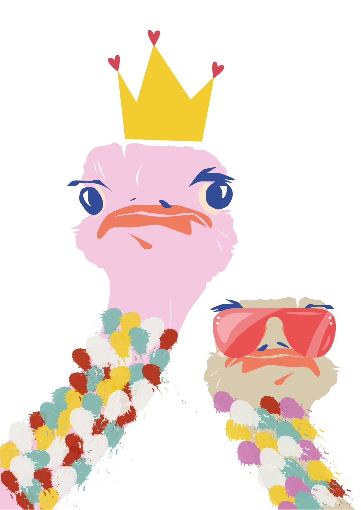 Poster salón estilo artístico de avestruces coloridos - TenVinilo