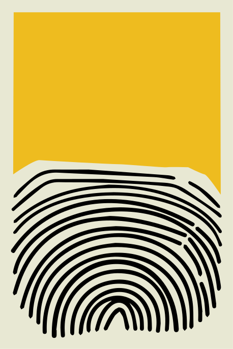 Poster salón pintura abstracta amarilla con líneas negras - TenVinilo