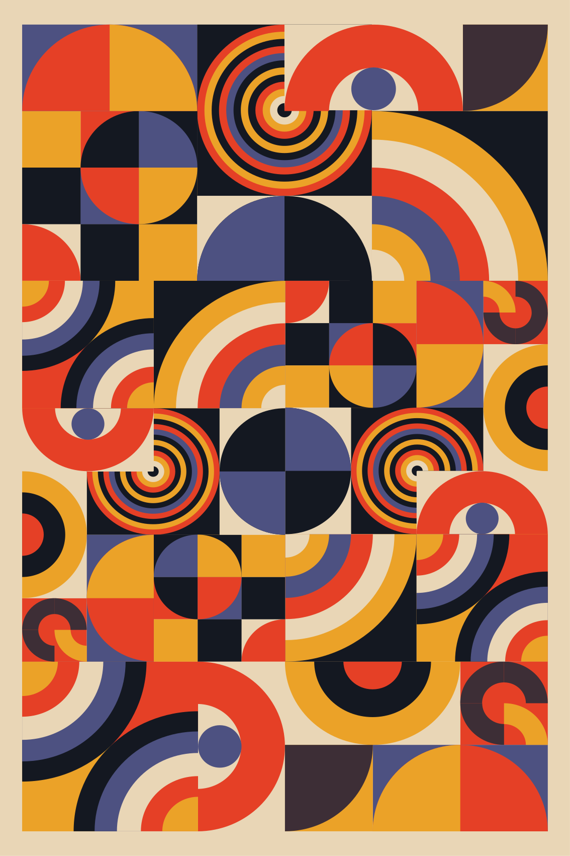 Poster salón círculos coloridos de bauhaus - TenVinilo
