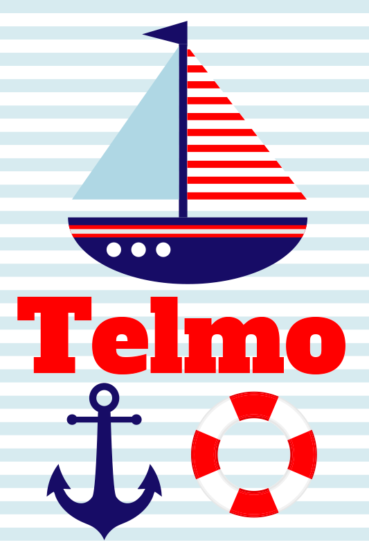 Poster dormitorio infantil barco de vela con nombre - TenVinilo