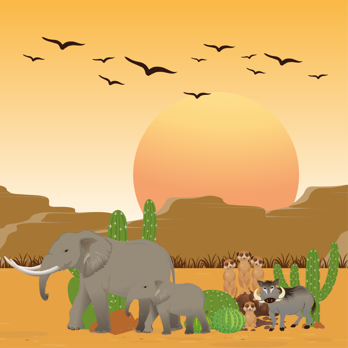 Poster dormitorio infantil animales africanos en la selva - TenVinilo