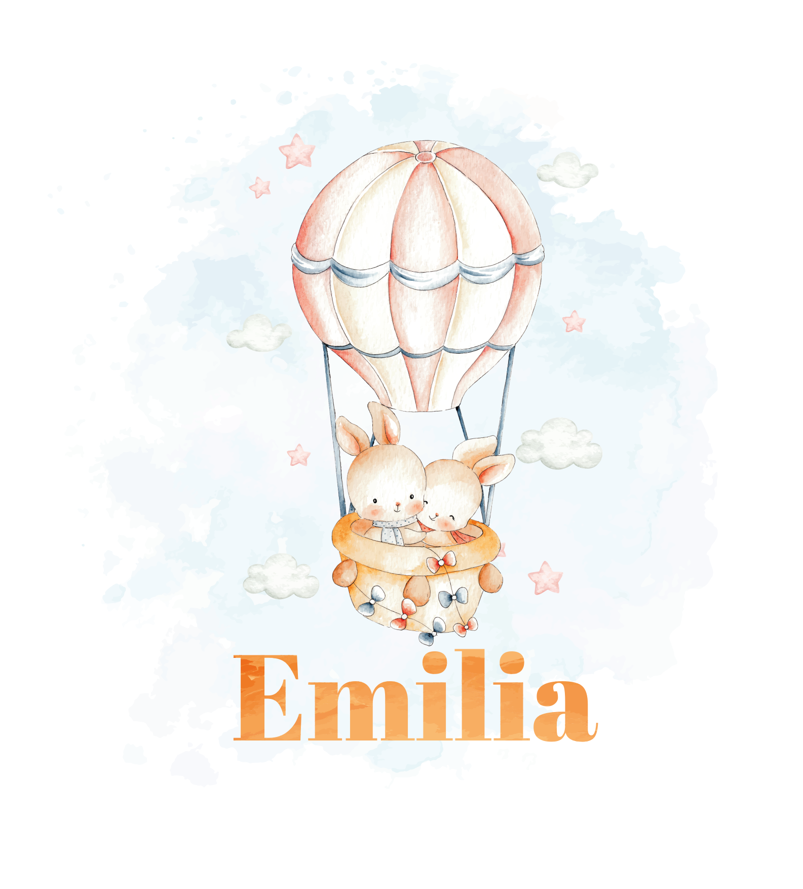 Poster dormitorio infantil pastel de globos con animales - TenVinilo