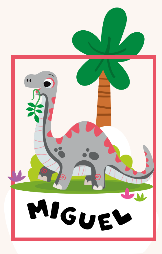 Poster dormitorio infantil dinosaurio gris de cuello largo - TenVinilo