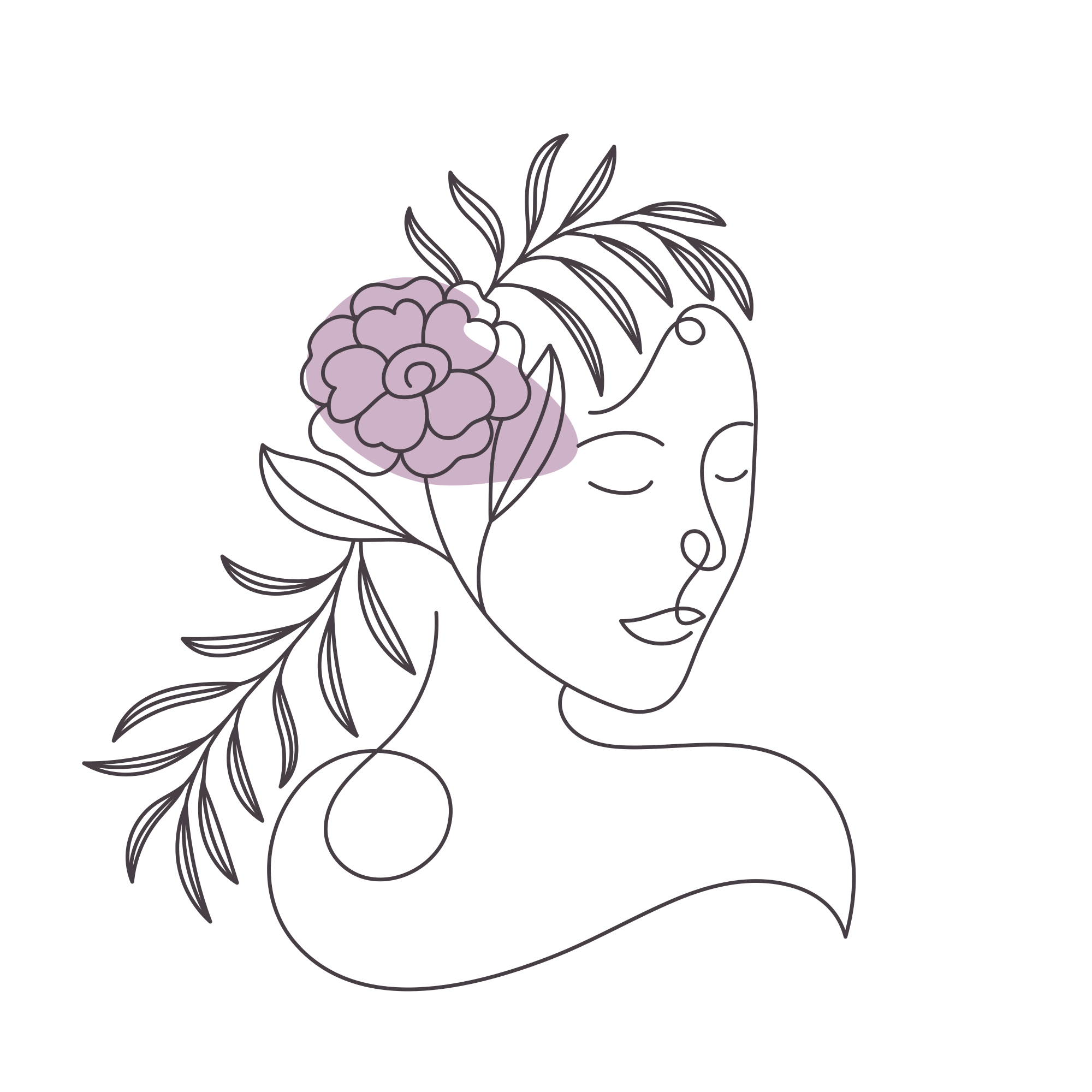 Poster flores cara de mujer minimalista - TenVinilo
