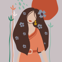 Poster flores mujer abstracta con cabello largo - TenVinilo