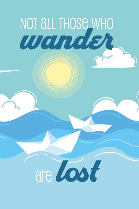 Poster con frases viajar perdido cita sol - TenVinilo