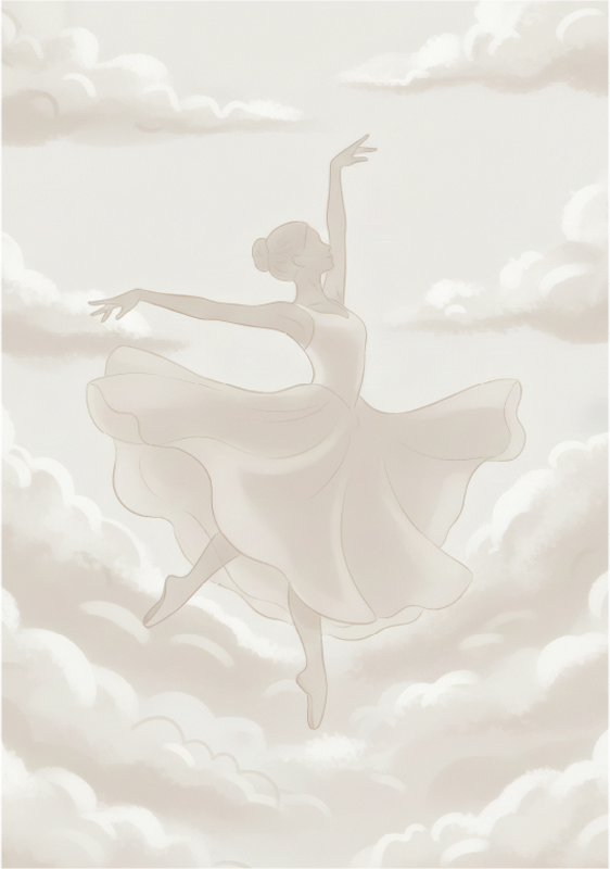 Poster minimalista persona danzante en las nubes - TenVinilo