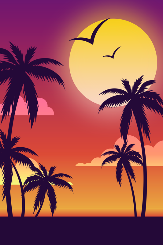 Poster paisaje atardecer de los 70 vertical - TenVinilo