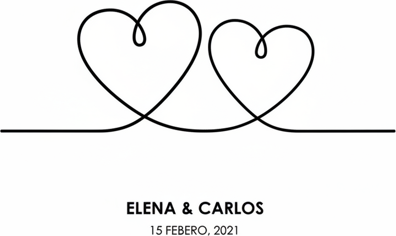 Poster personalizable corazón de línea continua - TenVinilo